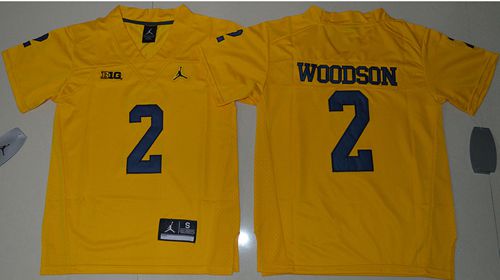 Wolverines #2 Charles Woodson Gold Jordan Brand Stitched Youth NCAA Jersey - Click Image to Close